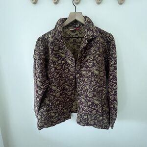Tudor Court Classy Button Collared Tapestry Blazer - Medium - Burgundy & Beige